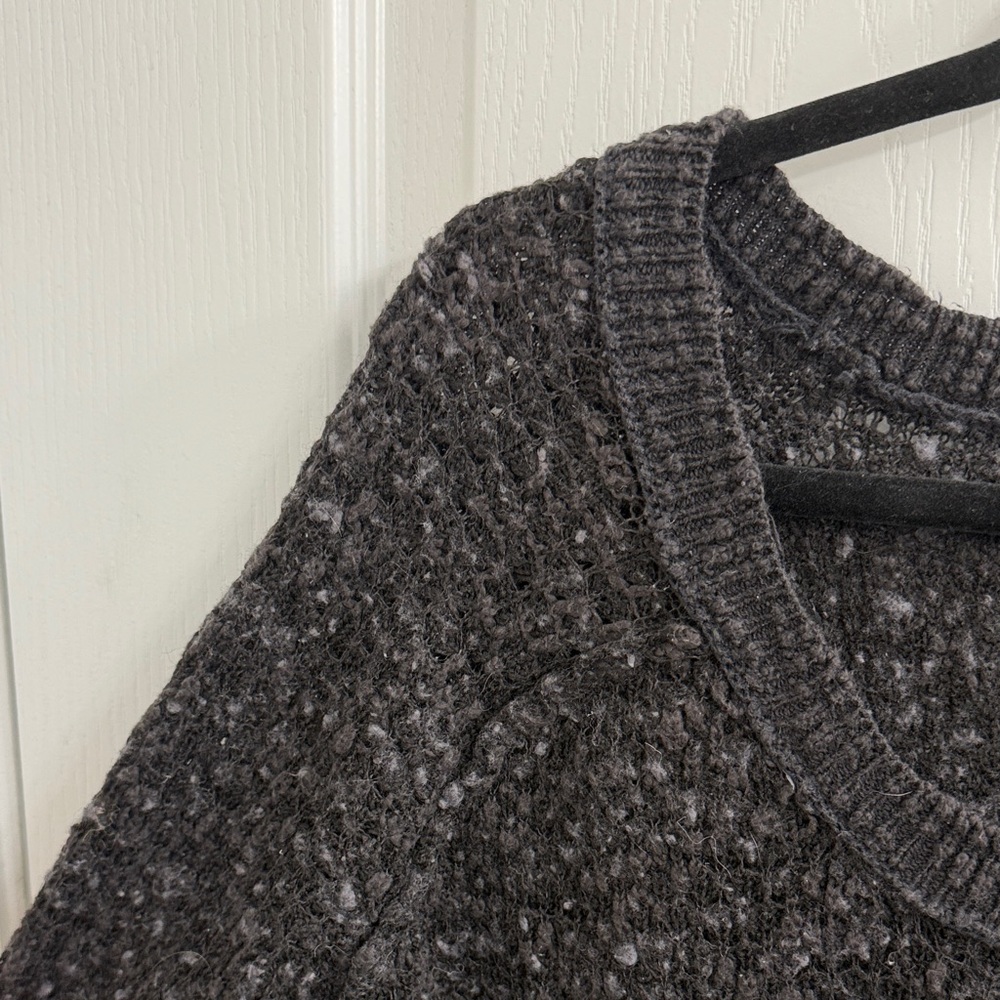 Free People Jeepster Wool Honeycomb Sweater Charcoal Gray Women’s Large - Picture 5 of 9